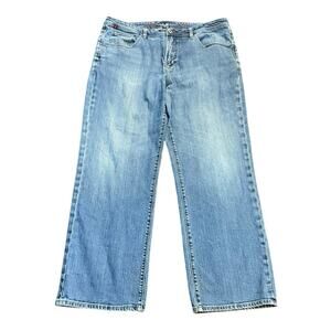 Worn Medium Wash Boot Cut Jeans Size 42x34